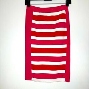Juicy Couture Striped Pencil Bandage Skirt Women’s Bodycon Pink Red JC Emblem
